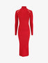 Robe pull à col roulé et épaules à détail boutons - Rouge - 4