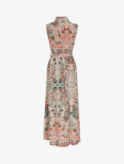 Robe chemise longue imprimé floral stylisé - Vieux rose - 3