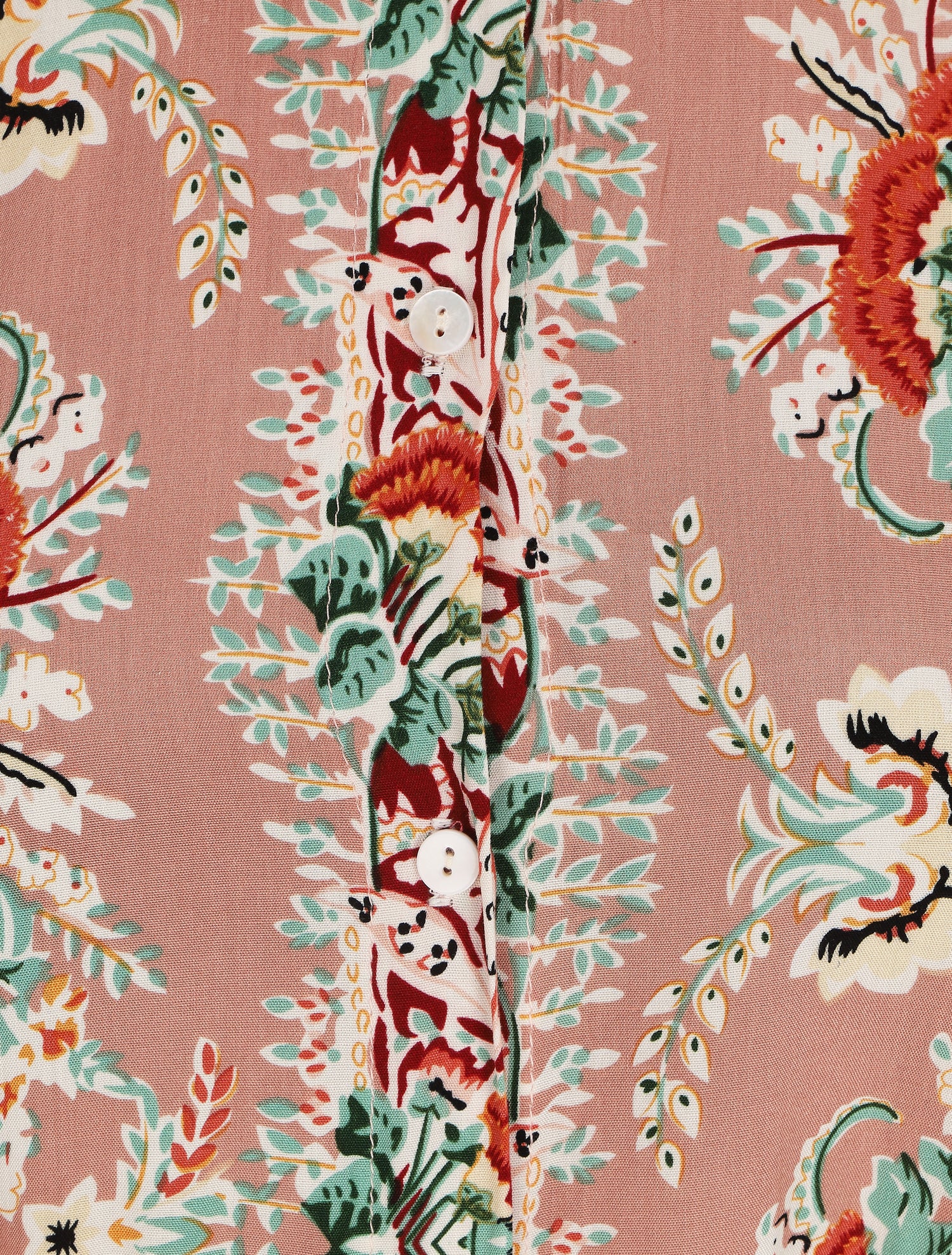 Robe chemise longue imprimé floral stylisé - Vieux rose - 4