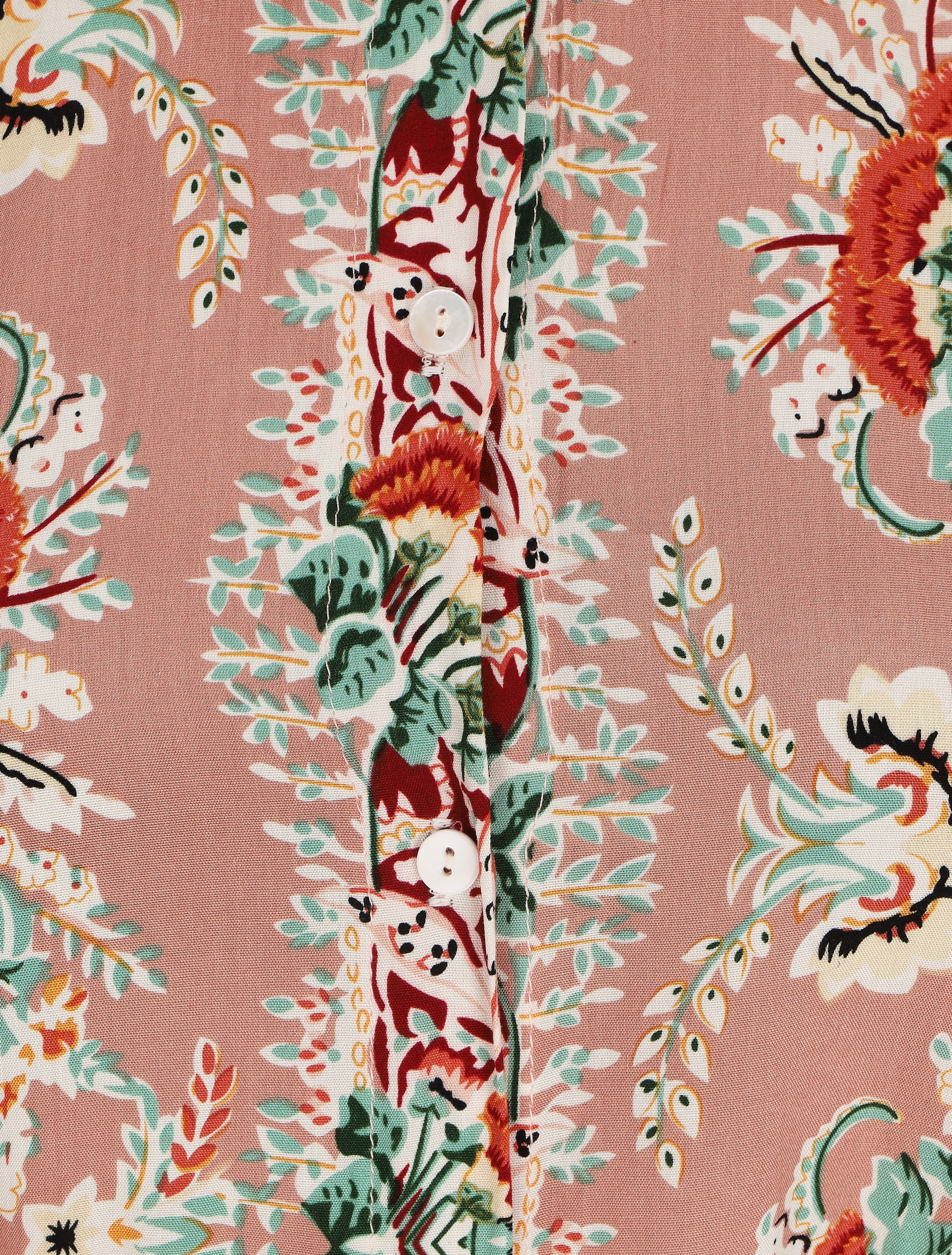 Robe chemise longue imprimé floral stylisé - Vieux rose - 4