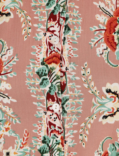 Robe chemise longue imprimé floral stylisé - Vieux rose - 4