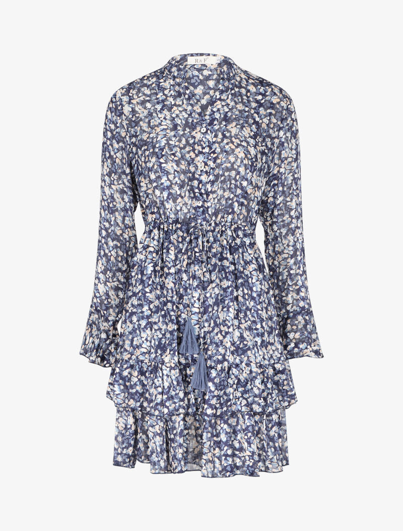 Robe patineuse volantée et satinée - Bleu - 1