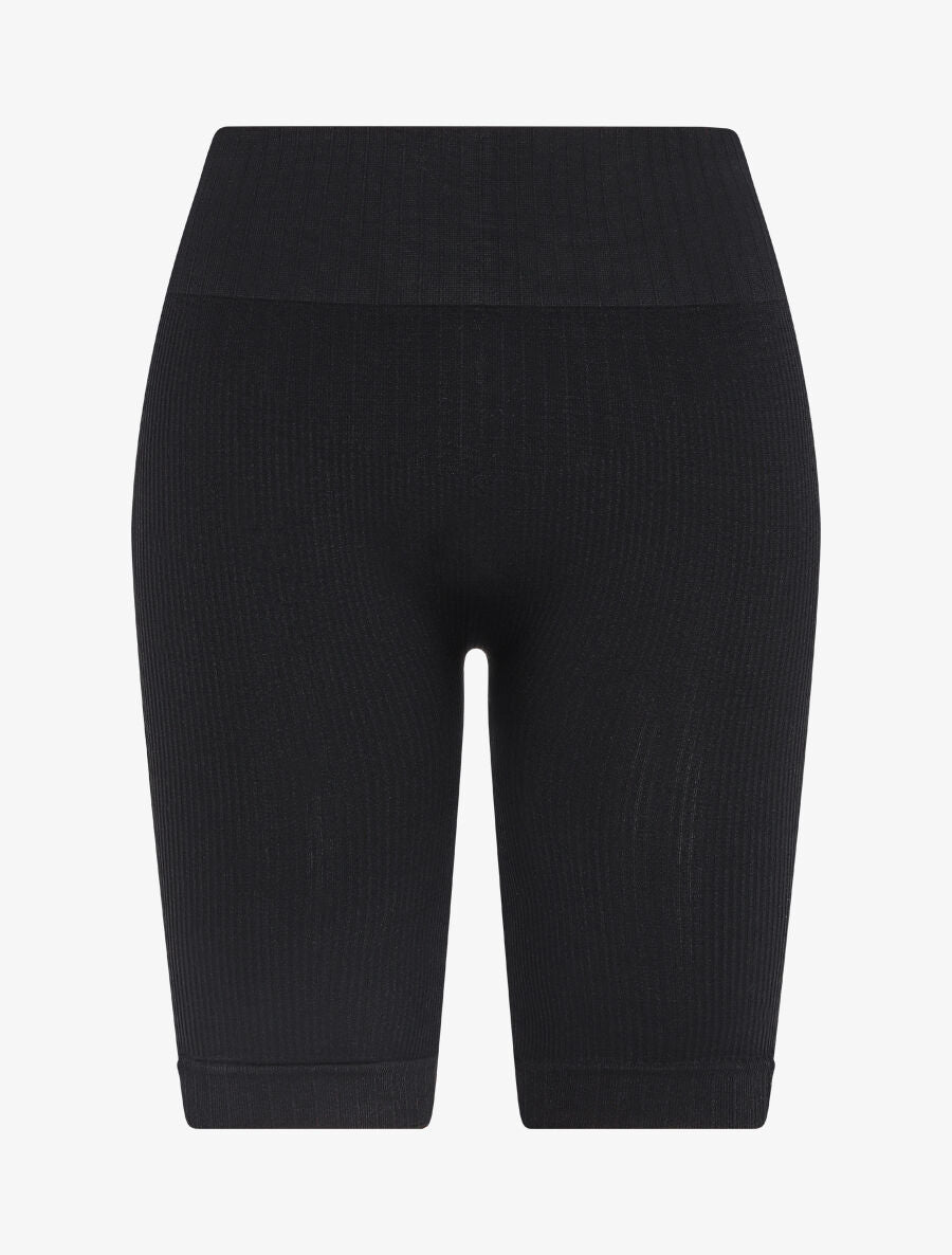 Cycliste côtelé à taille haute - Noir - 1