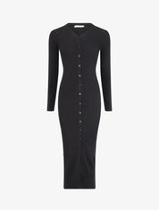 Robe pull boutonnée et côtelée - Noir - 4