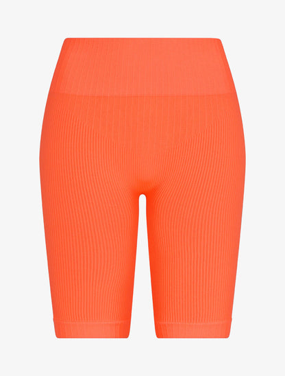 Cycliste côtelé à taille haute - Corail fluo - 1