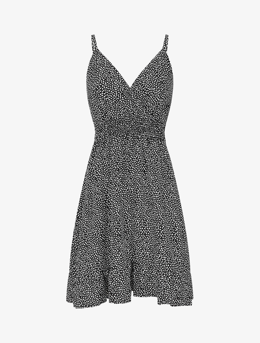 Robe courte imprimé tulipes - Noir - 4