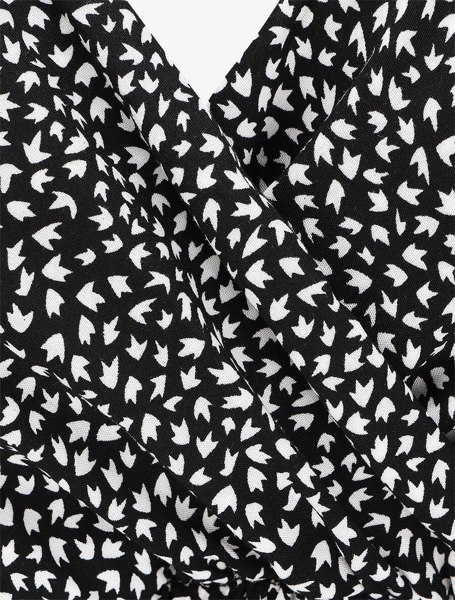Robe courte imprimé tulipes - Noir - 3