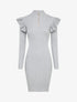 Robe pull à col zippé et épaules volantées - Gris clair - 1