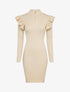 Robe pull à col zippé et épaules volantées - Beige - 1