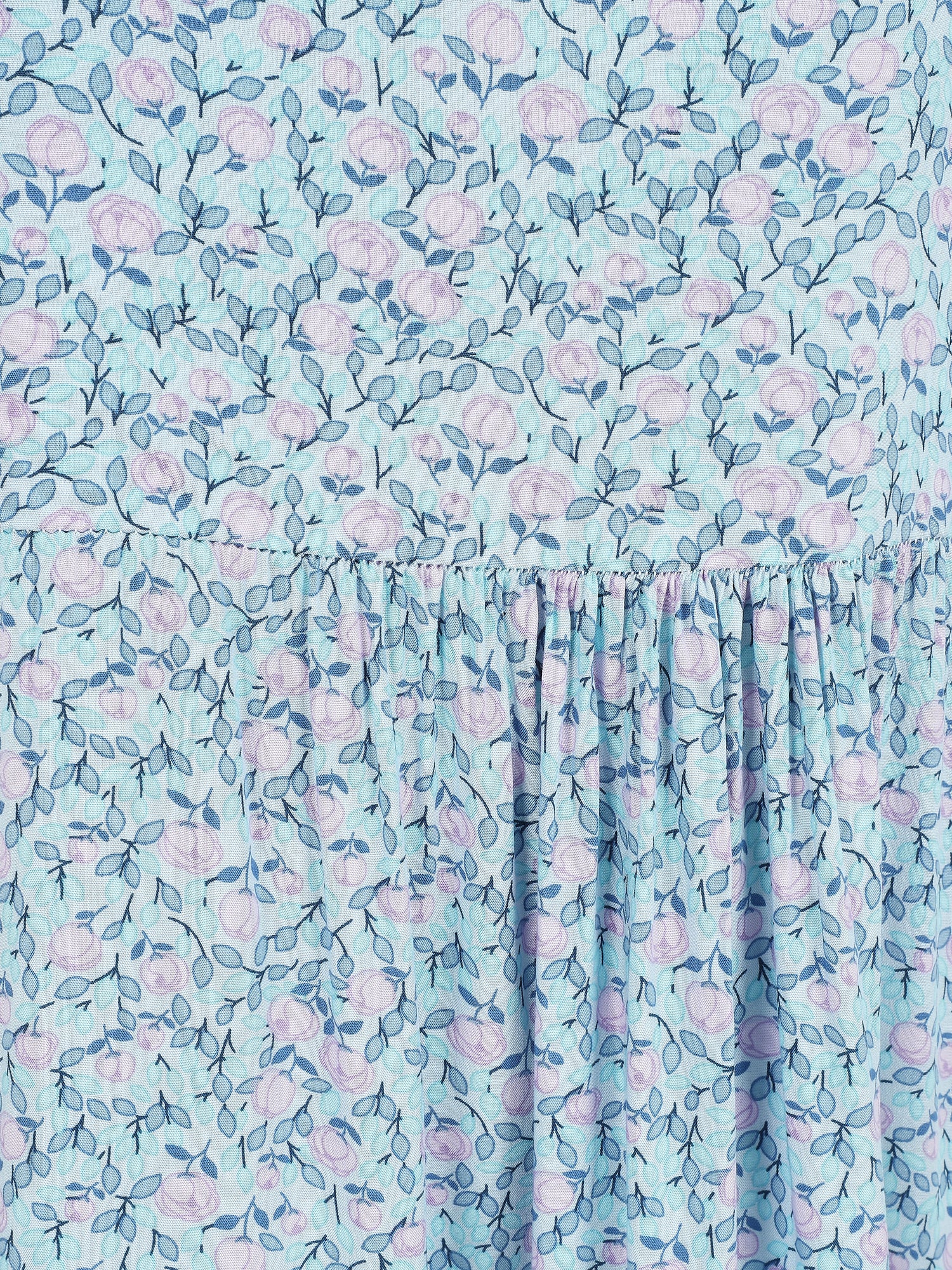Robe longue à imprimé petites roses - Bleu ciel - 3