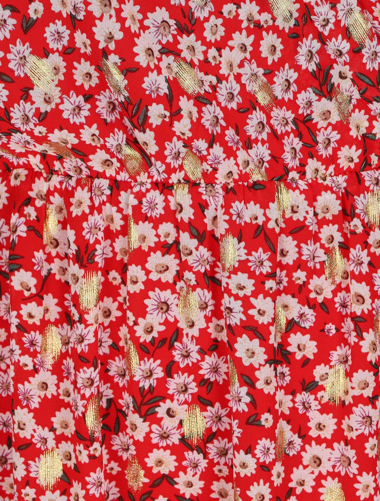 Robe bretelles à noeud imprimé marguerites - Rouge - 3
