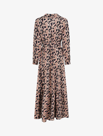 Robe longue empire imprimé graphique - Noir - 2