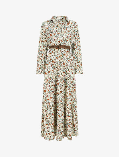 Robe longue imprimé floral - Écru - 4