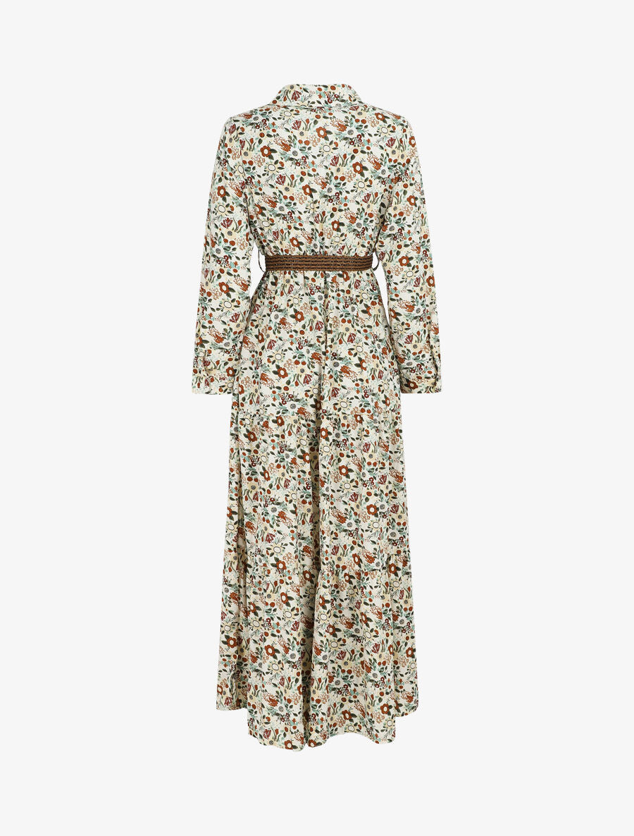 Robe longue imprimé floral - Écru - 2