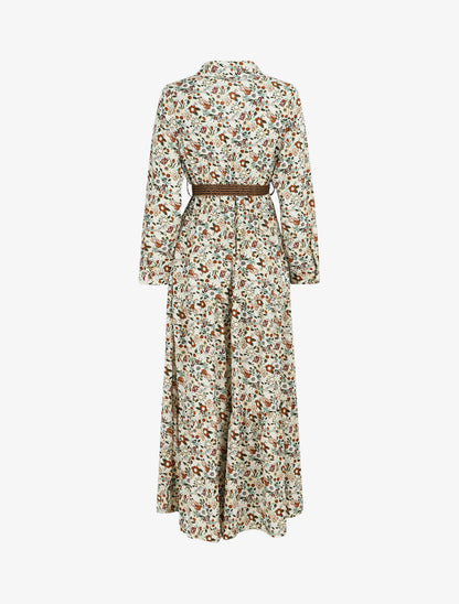 Robe longue imprimé floral - Écru - 2