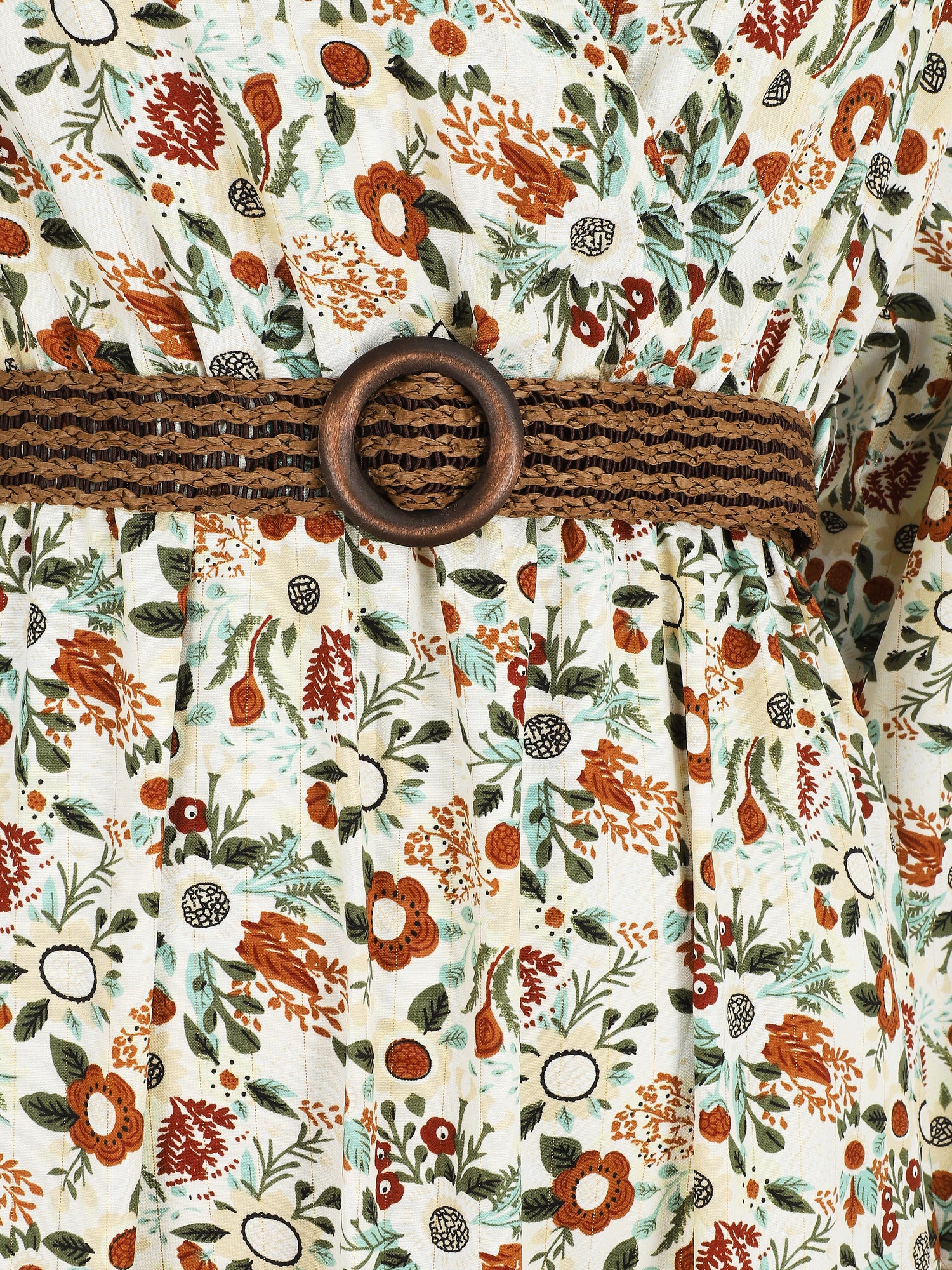 Robe longue imprimé floral - Écru - 3