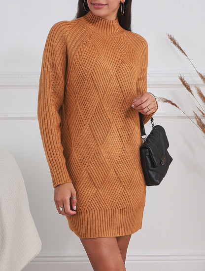 Robe pull à col montant - Camel - 4