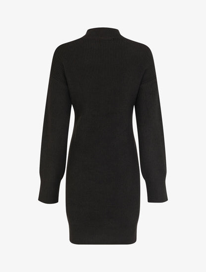 Robe pull à manches boutonnées - Noir - 2