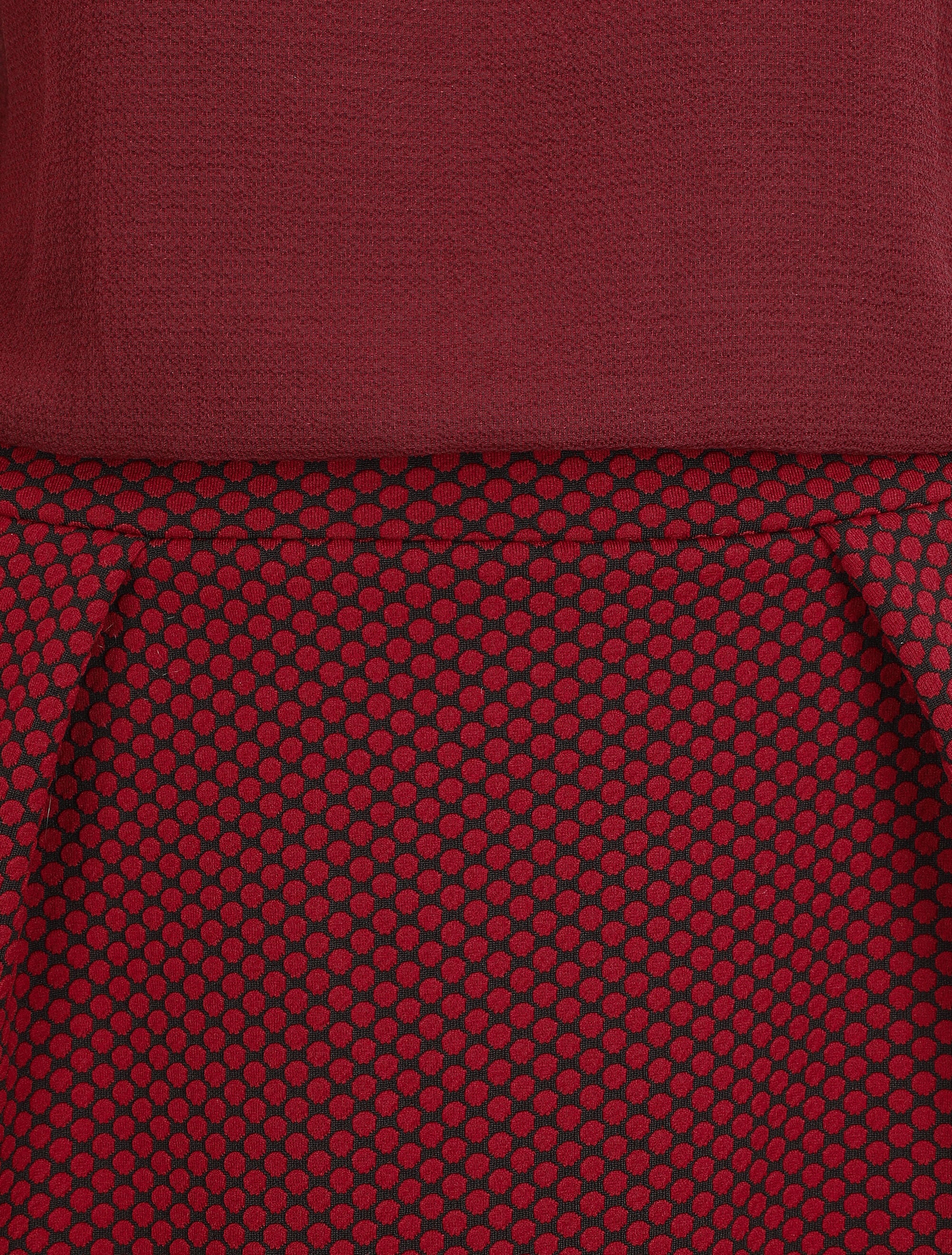 Robe droite imprimé graphique bi-matière - Bordeaux - 3