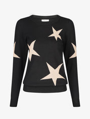 Pull droit à motif étoiles - Noir - 4