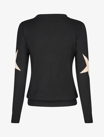 Pull droit à motif étoiles - Noir - 2