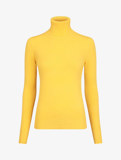 Pull col roulé en laine mélangée - Jaune - 5