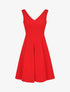 Robe patineuse unie à col V - Rouge - 5