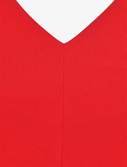 Robe patineuse unie à col V - Rouge - 3