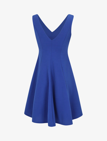 Robe patineuse unie à col V - Bleu roi - 2