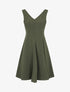 Robe patineuse unie à col V - Kaki - 1