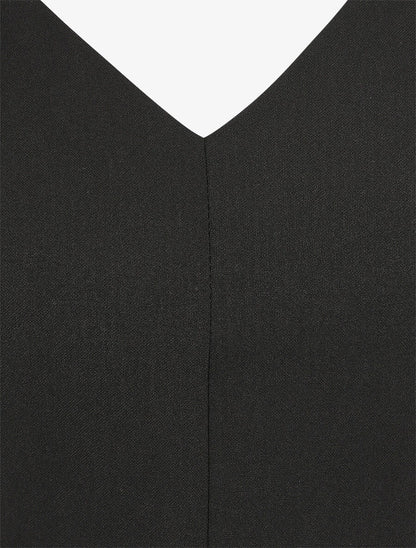 Robe patineuse unie à col V - Noir - 3