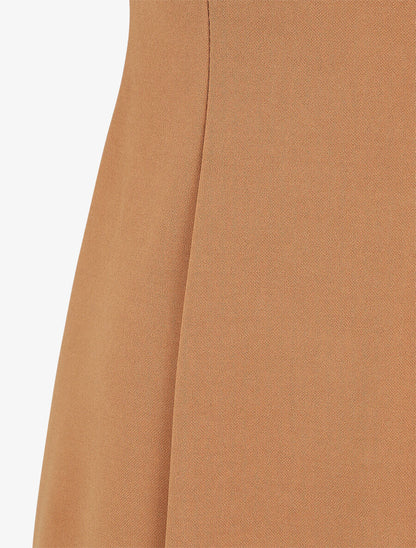 Robe patineuse unie à col V - Camel - 3