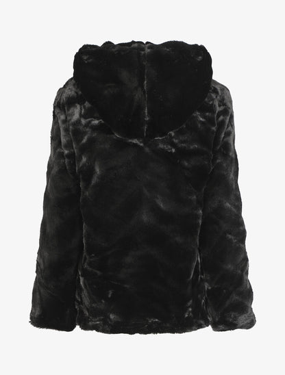 Manteau à capuche en fourrure synthétique - Noir - 2