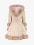 Manteau en simili à capuche et fausse fourrure - Beige - 1