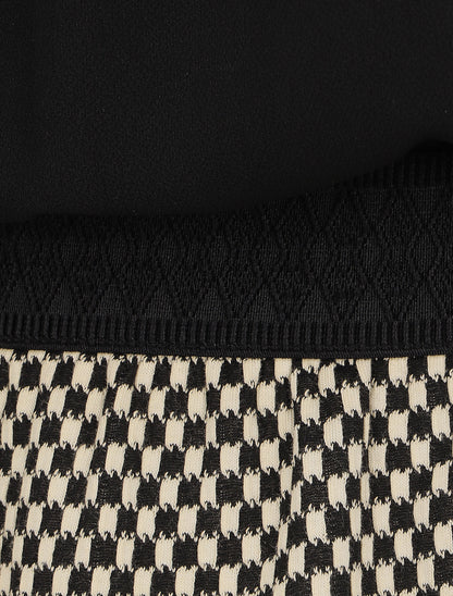 Robe droite à motif damier - Noir/beige - 3