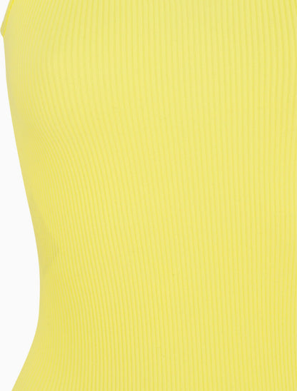 Body uni côtelé - Jaune fluo - 3