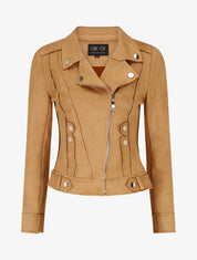 Veste en suédine style perfecto - Camel clair - 5
