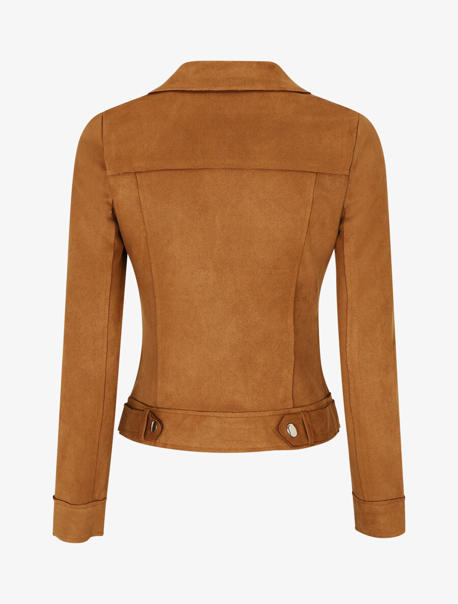 Veste en suédine style perfecto - Camel foncé - 2