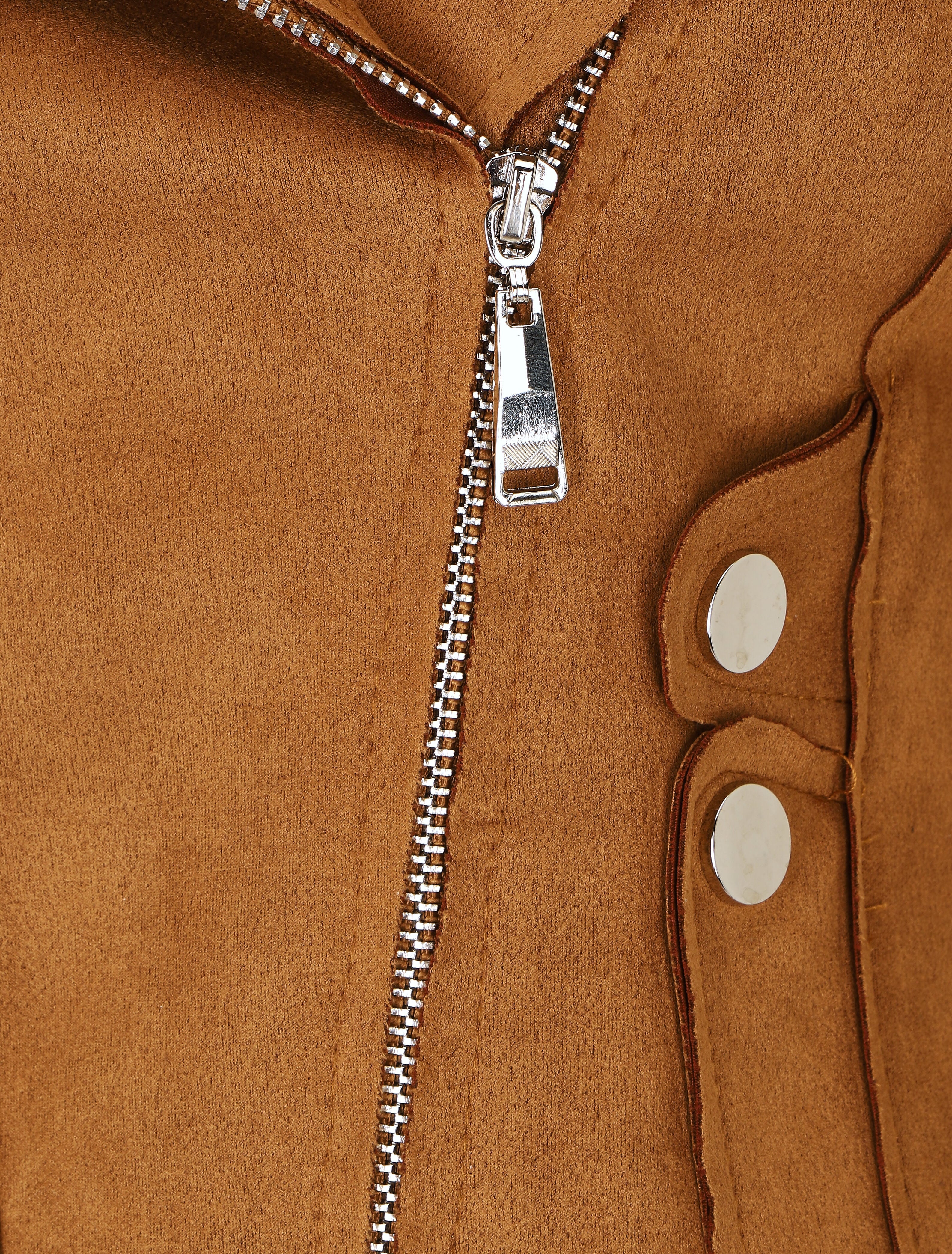 Veste en suédine style perfecto - Camel foncé - 3