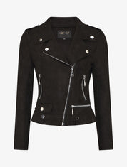 Veste en suédine style perfecto à zip - Noir - 5