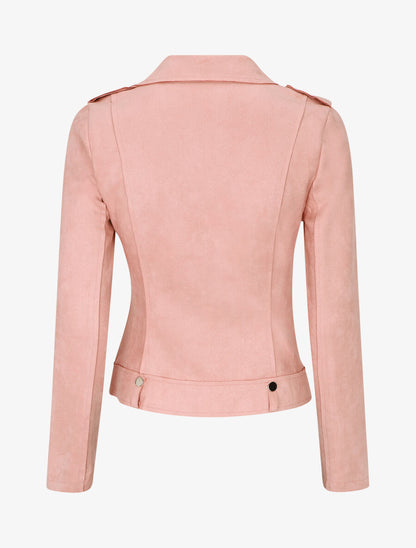 Veste en suédine style perfecto à zip - Rose - 2