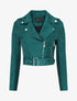 Veste courte en suédine style perfecto - Bleu canard - 1