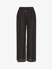 Pantalon fluide coupe droite taille haute - Noir - 4