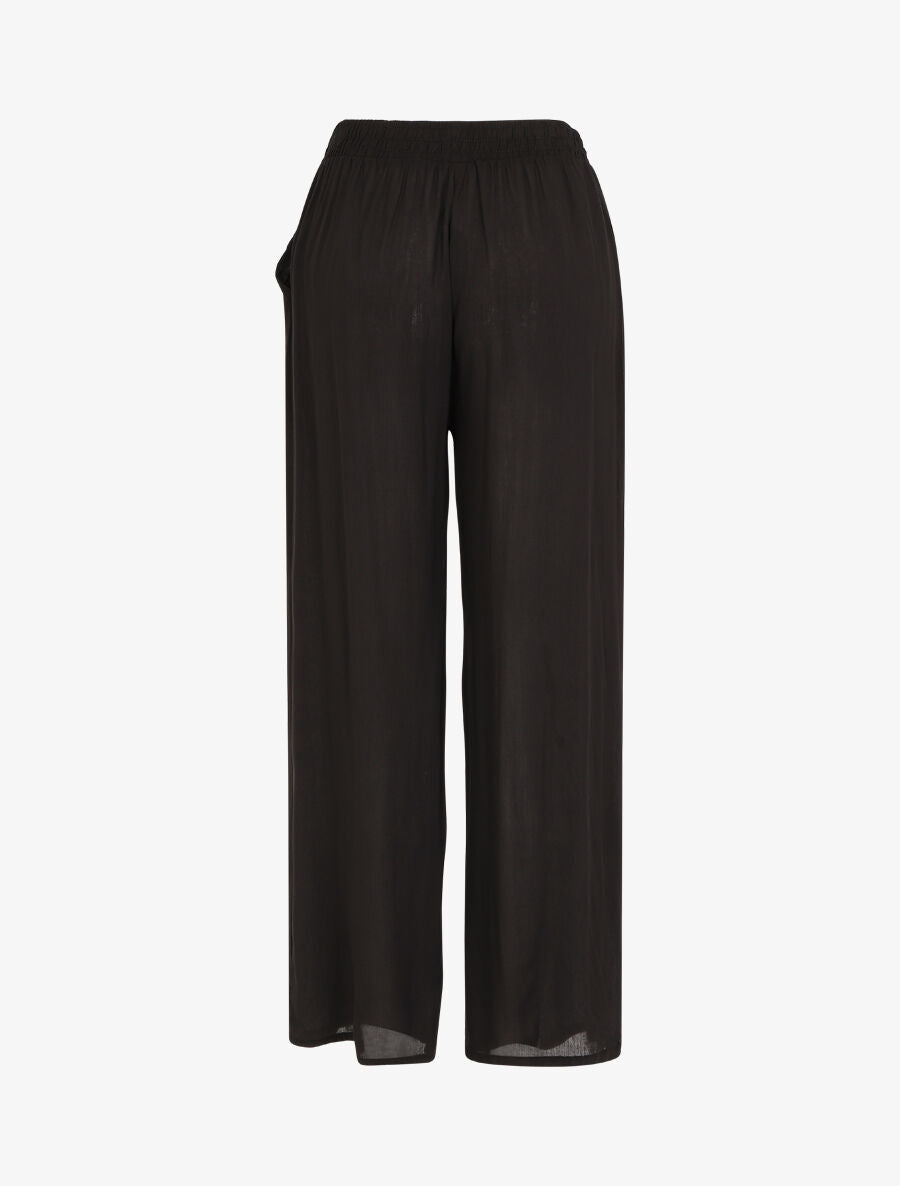 Pantalon fluide coupe droite taille haute - Noir - 2