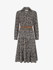 Robe à motif suédé fleuri en relief - Noir - 1