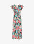 Robe longue fleurie à manches volantées - Noir - 1