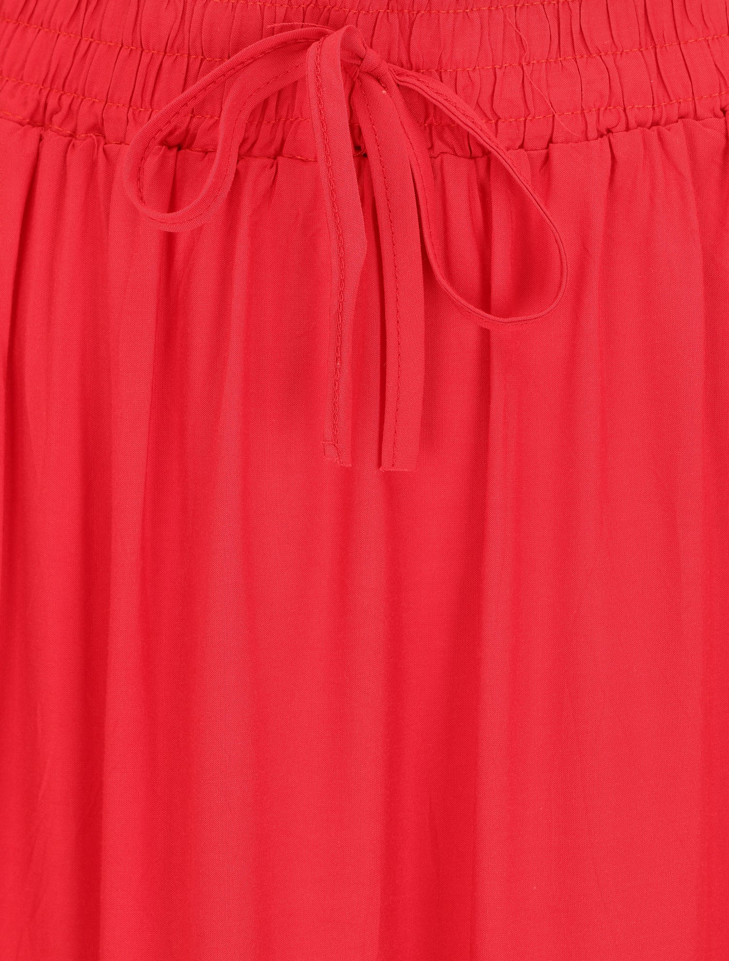 Jupe longue à taille élastiquée - Rouge - 3