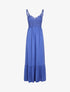 Robe longue à bretelles et col en dentelle - Bleu - 1