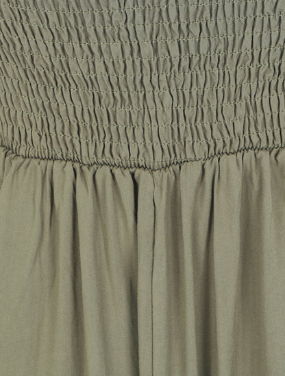 Robe longue à bretelles et col en dentelle - Kaki - 3