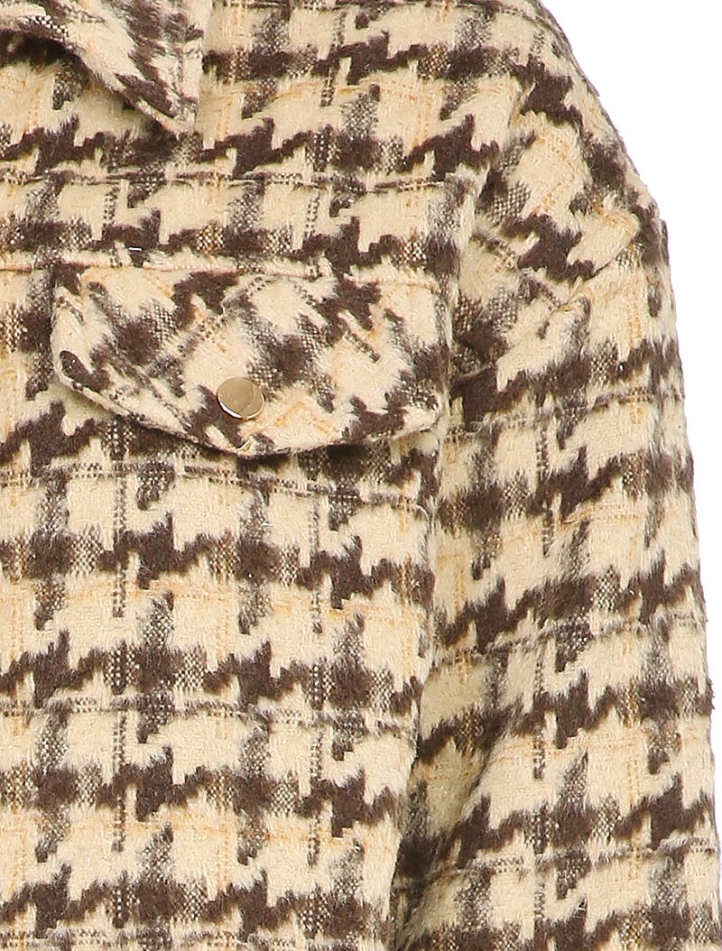 Veste courte à imprimé pied de poule - Camel - 3